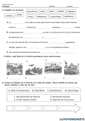 Evaluación de la unidad 6 de sociales