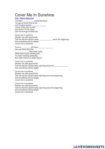 Cover me in sunshine