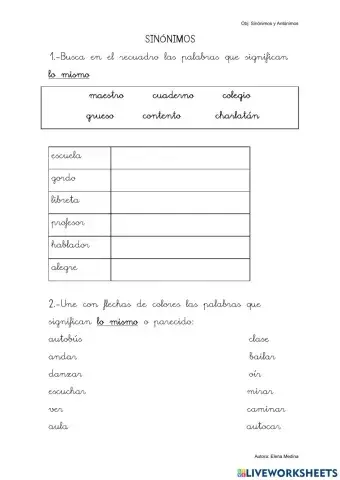 Sinónimos y antónimos