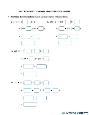 Propiedades de la Multiplicación