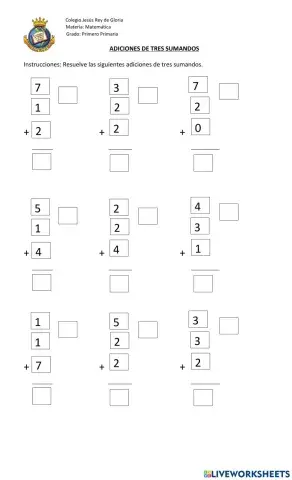Adiciones con tres sumandos