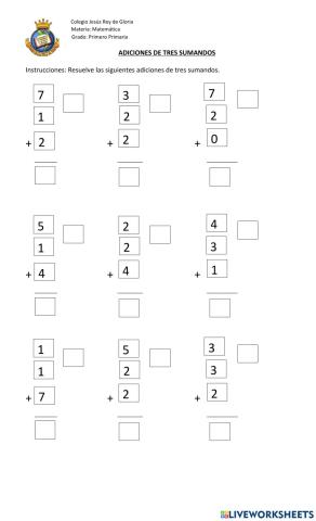 Adiciones con tres sumandos