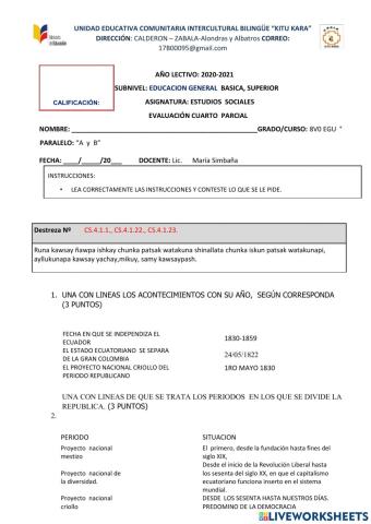 Evaluacion Estudios sociales