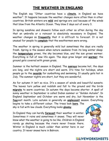 Weather Reading Comprehension