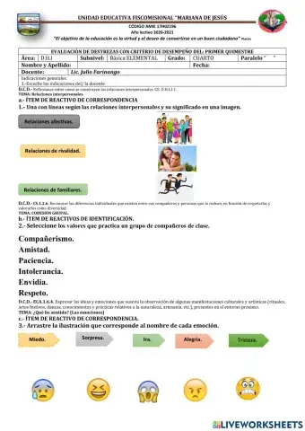 Evaluación de Desarrollo Humano 4tos Q II. P II