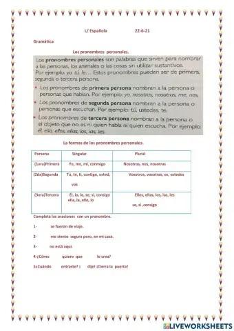 Los pronombres  personales.