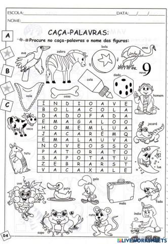 Caça-palavras-substantivo comum