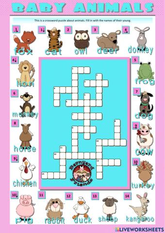 Animal Babies - Crosswords
