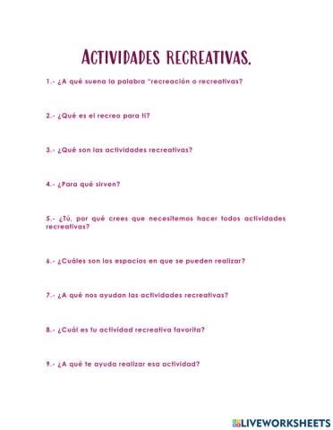 Actividades recreativas