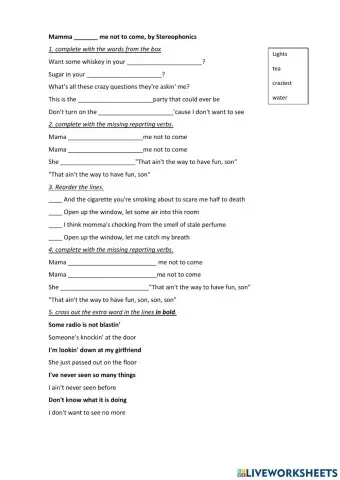 Song: Mamma told me not to come