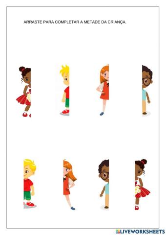 Arraste para completar a metade da criança.