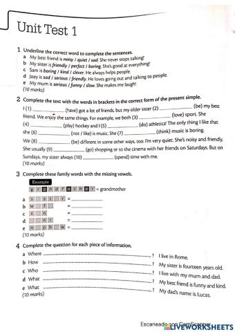 Revision Test Units 1-3
