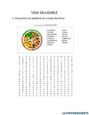 Sopa de letras del plato del buen comer