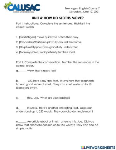 Unit 4 Language and Vocabulary Review