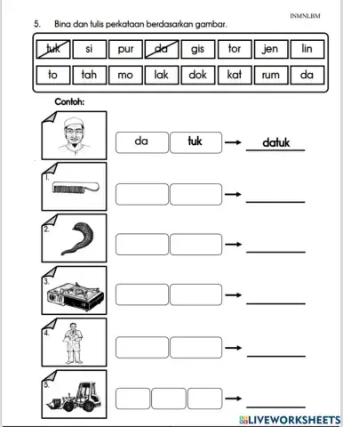 Bina dan tulis perkataan ada suku kata tertutup
