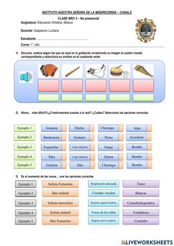 Instrumentos folklóricos argentinos y la voz humana