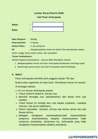 LKPD Arthropoda