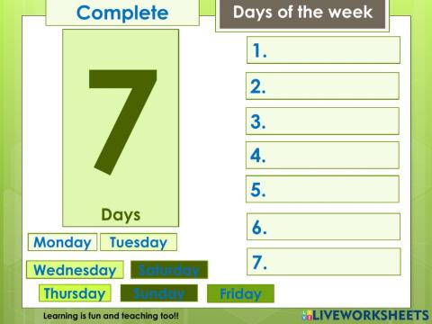 Days odf the week