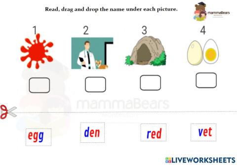 'e' sound drag and drop 5