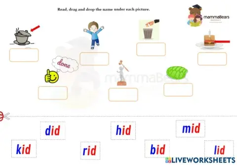 'i' sound drag and drop activity 2