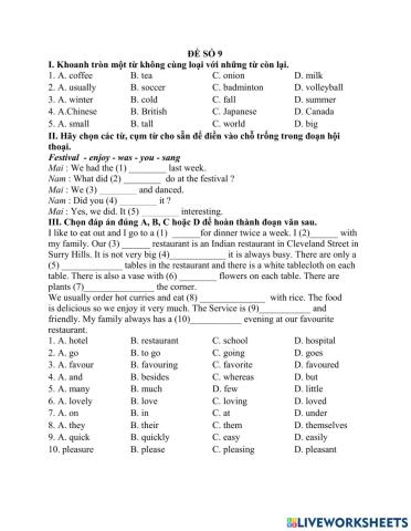 Test 9 (Getting grade 6)