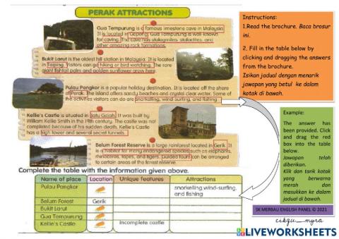 English Year 6 : Perak Attractions (page 44)