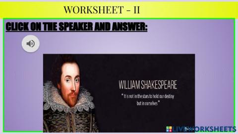 Worksheet on Hamlet