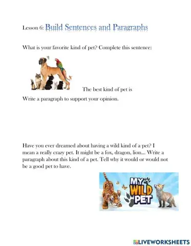 G3 Build Sentences and Paragraphs