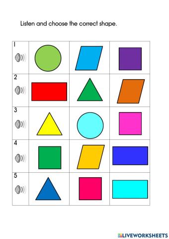 Listen and choose the correct shape