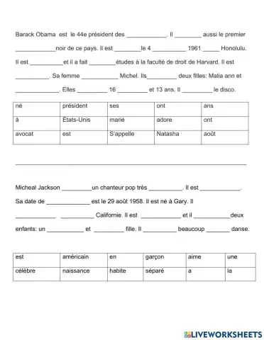 Les présentations de Obama et Micheal