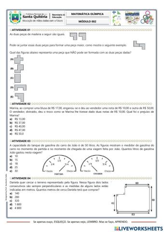 Simulado  matematica