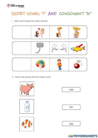 Short vowel i and consonant h