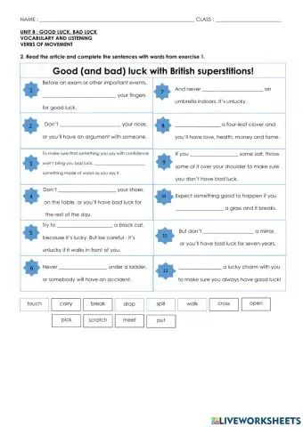Unit 8: Good Luck and Bad Luck