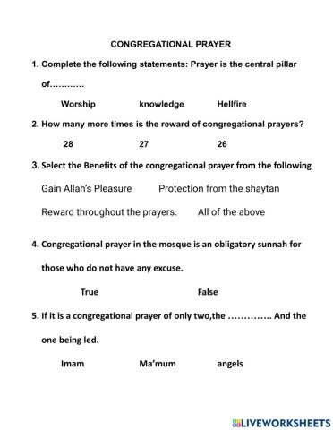 Congregational prayer