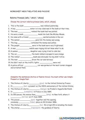 Relative clause and Passive voice