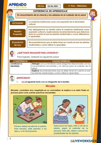 Nuestras prácticas familiares para el cuidado de la salud