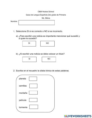 Quizz de Lengua Española