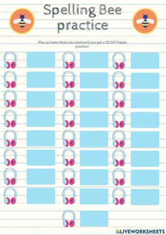 Spelling Bee Practice J1 List 2-B
