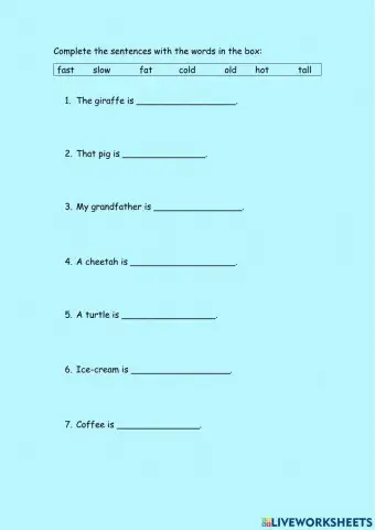 Adjectives complete sentences