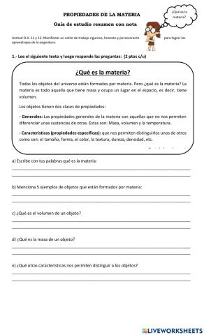 Guia trabajo la materia