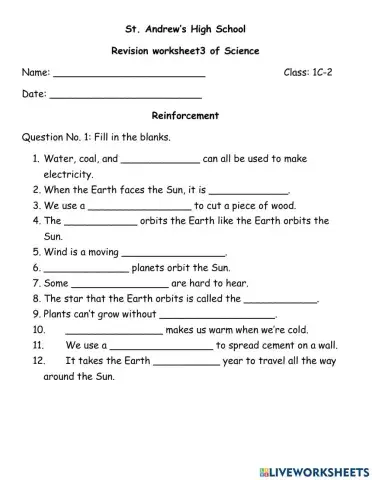Reinforcement 4 Class 1