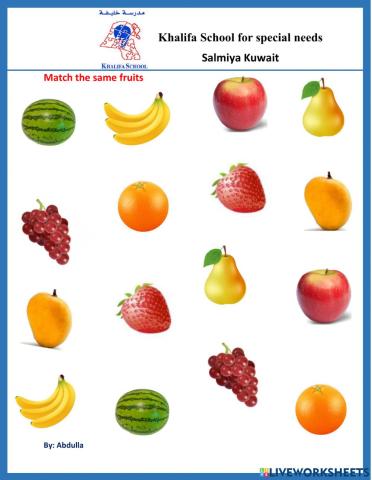 Match the same fruits