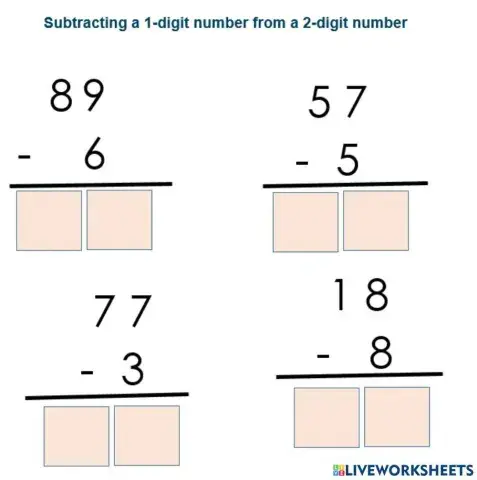 Subtracting a 1-digit number from a 2-digit number
