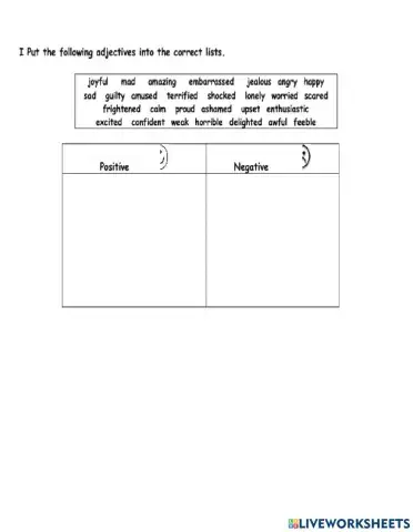 Positive and Negative Adjectives