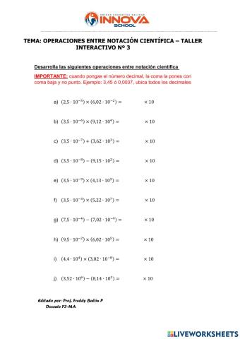 Operaciones entre Notación científica