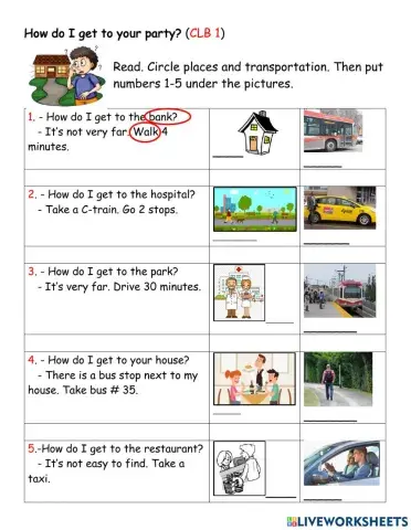 Reading: Directions to a party (CLB 1)