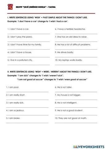 Wish - simple past - i wish i were - i would