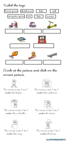 Tiger 1 - Unit 6 - Toys - prepositions