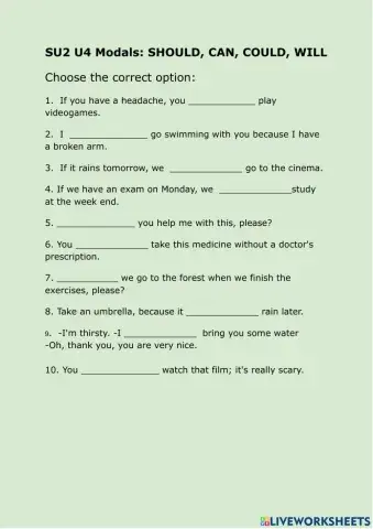 SU2U43 Modal verbs will, can, could, should