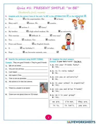 Quiz -1: Verb -to BE